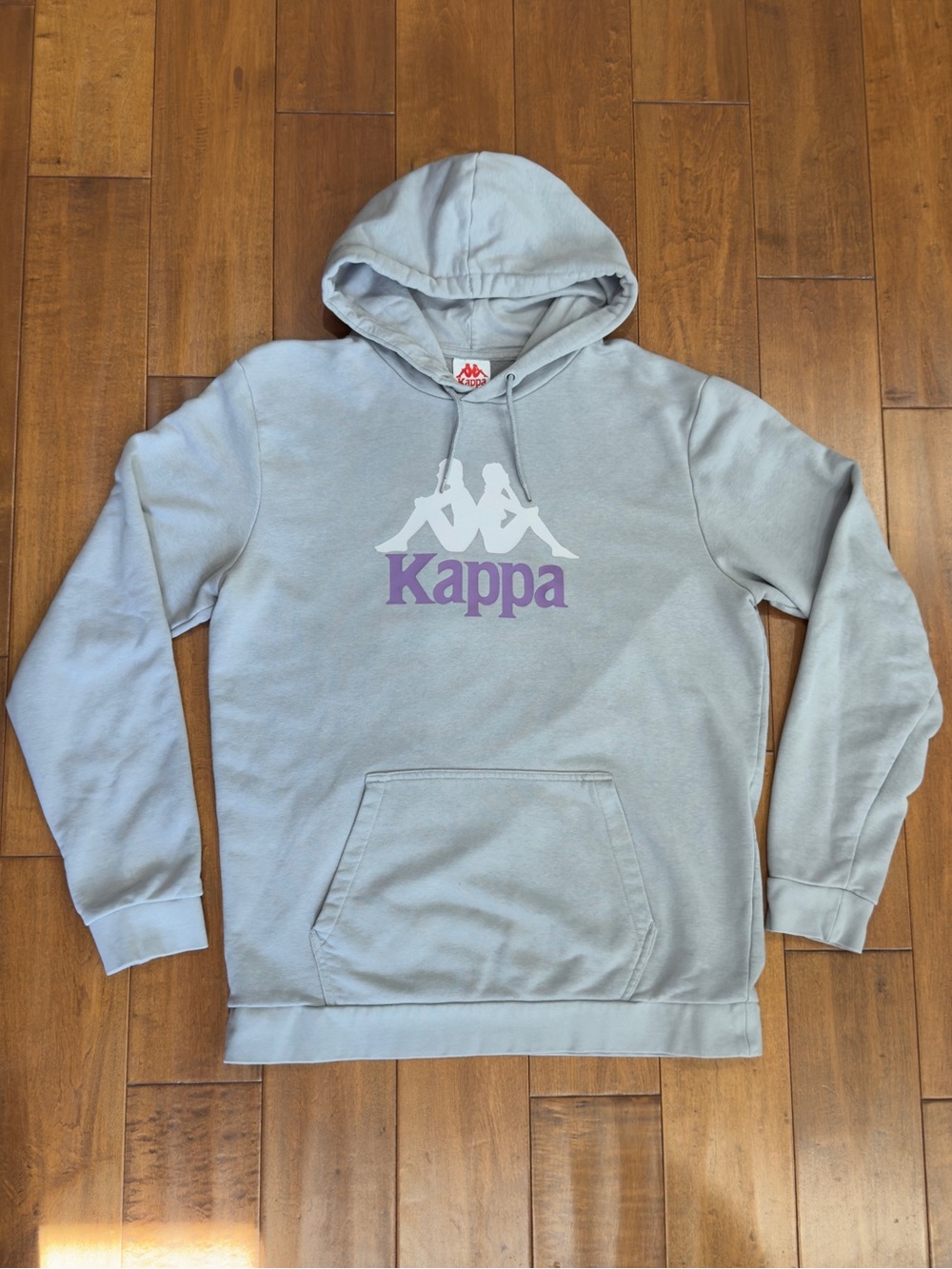 Kappa Light Gray Hoodie with Purple Logo - Picture 1 of 14